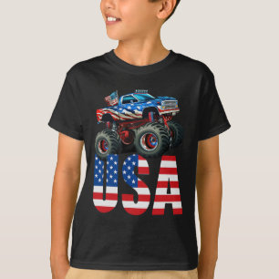 Monster Truck Amerikanische Flagge 4. Juli USA Ren T-Shirt