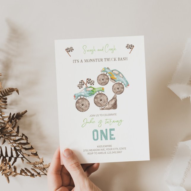 Monster Truck Bash 1. Geburtstag Einladung (Von Creator hochgeladen)