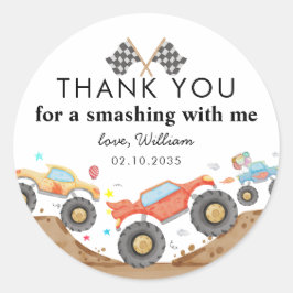 Monster Truck Bash Race Kindergeburtstag Vielen Da Runder Aufkleber