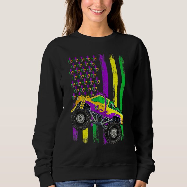 Monster Truck Beads American Flag Mardi Gras Boys  Sweatshirt (Vorderseite)