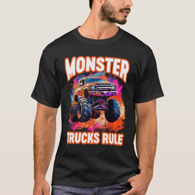 Monster Truck Big Retro Race Vater Trucker Lover T T-Shirt (Vorderseite)