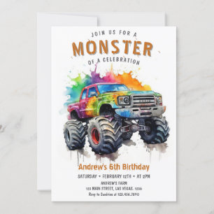 Monster Truck Birthday Einladung