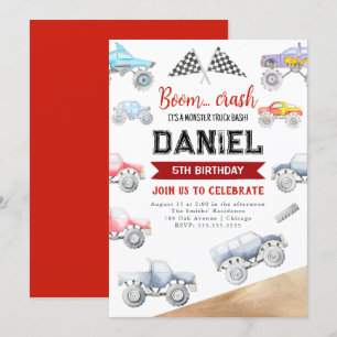 Monster Truck Birthday Einladung LKW jedes Alter