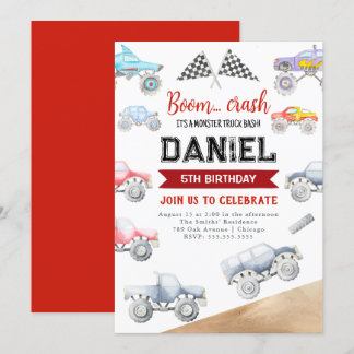 Monster Truck Birthday Einladung LKW jedes Alter