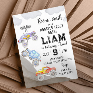 Monster Truck Birthday Einladung Rennwagen
