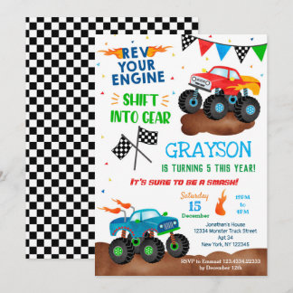 Monster Truck Birthday Einladungen für Junge