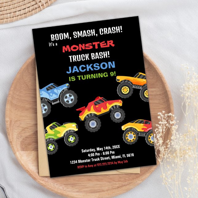 Monster Truck Birthday Einladungen LKW (Monster Truck Birthday Invitations Trucks)