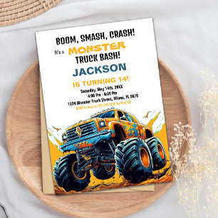 Monster Truck Birthday Einladungen Orange