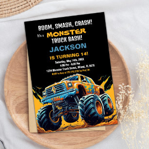 Monster Truck Birthday Einladungen Orange BC