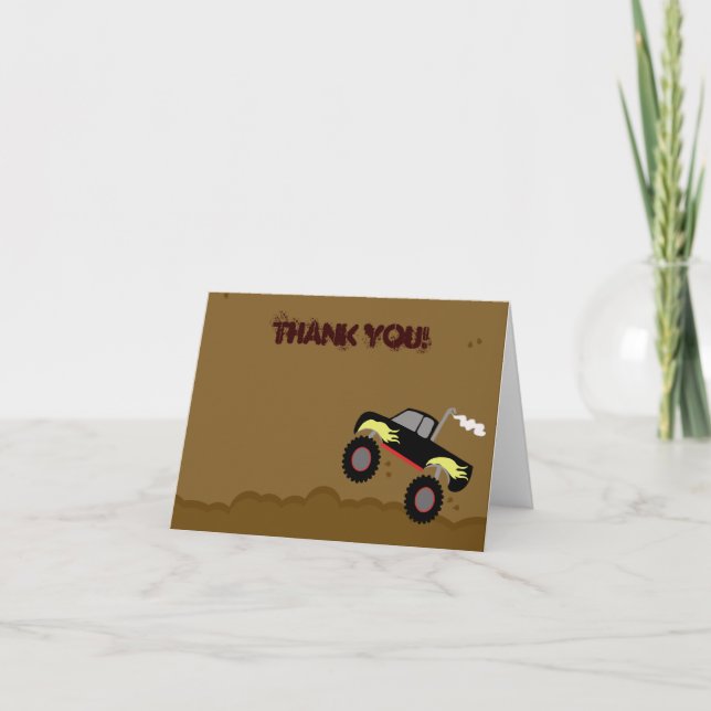 Monster Truck Birthday Folded Thank you note Dankeskarte (Vorderseite)