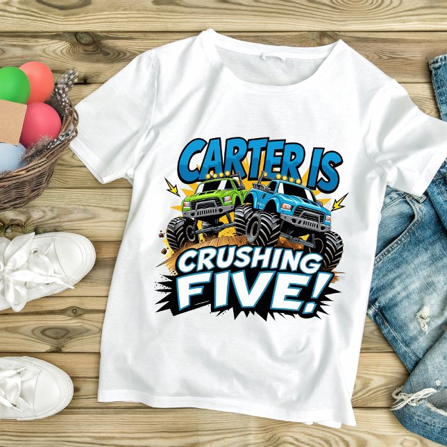 Monster Truck Birthday - Kinderrennen Party Baby T-shirt (Von Creator hochgeladen)