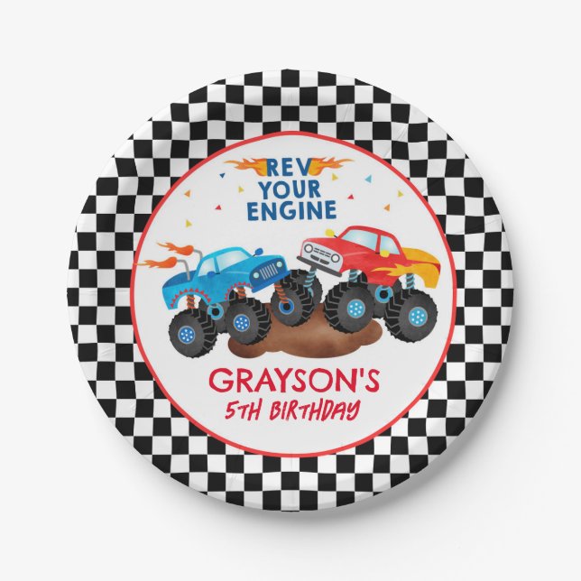 Monster Truck Birthday Party Paper Teller (Vorderseite)