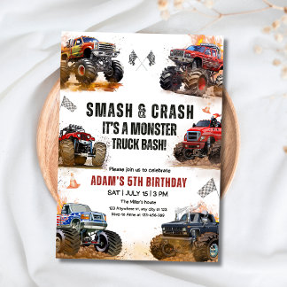 Monster Truck Birthday Party Smash Crash Truck Boy Einladung