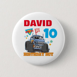 Monster Truck Birthday Pary Group Matching Button