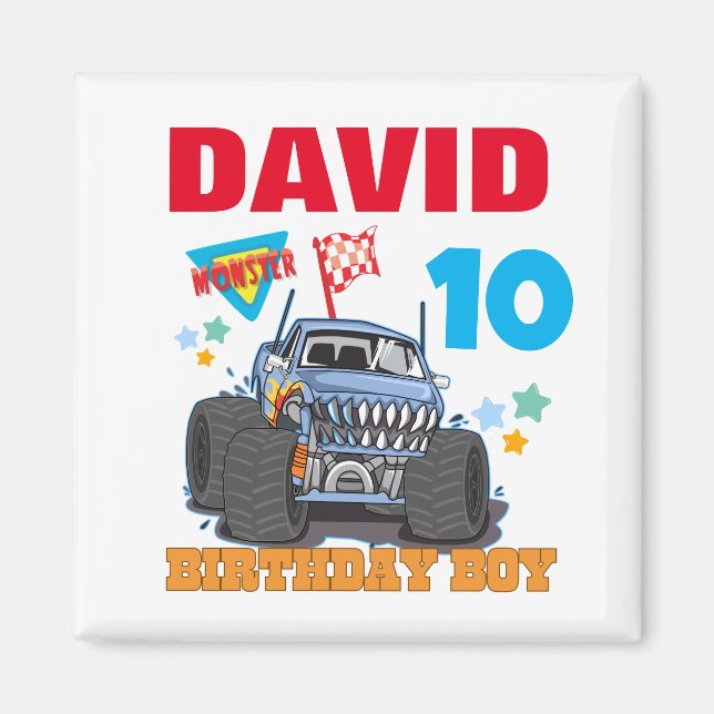 Monster Truck Birthday Pary Group Matching Magnet (Vorne)