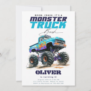 Monster Truck Blue Geburtstag Einladung