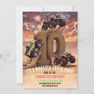 Monster Truck Boom Crash 10. Geburtstag Einladung