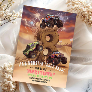 Monster Truck Boom Crash 8. Geburtstag Einladung