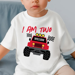 Monster Truck Boy 2. Geburtstag Personalisiert Baby T-shirt