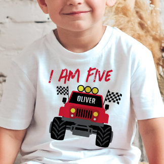 Monster Truck Boy 5. Geburtstag Personalisiert Baby T-shirt