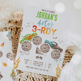 Monster Truck Boy Dirty 3-rdy 3rd Birthday Party Einladung