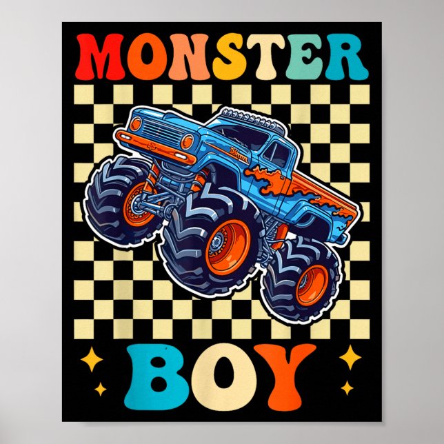 Monster Truck Boy Family Matching Monster Trucks B Poster (Vorne)