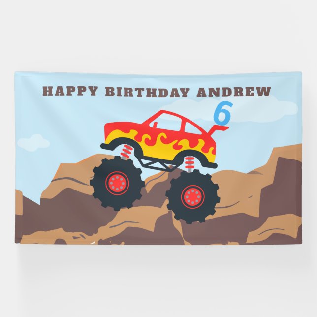 Monster Truck Boy Geburtstagsparty Banner (Horizontal)