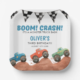Monster Truck Bunte Autos Geburtstag Pappteller