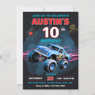 Monster Truck Childrens Geburtstag Einladung