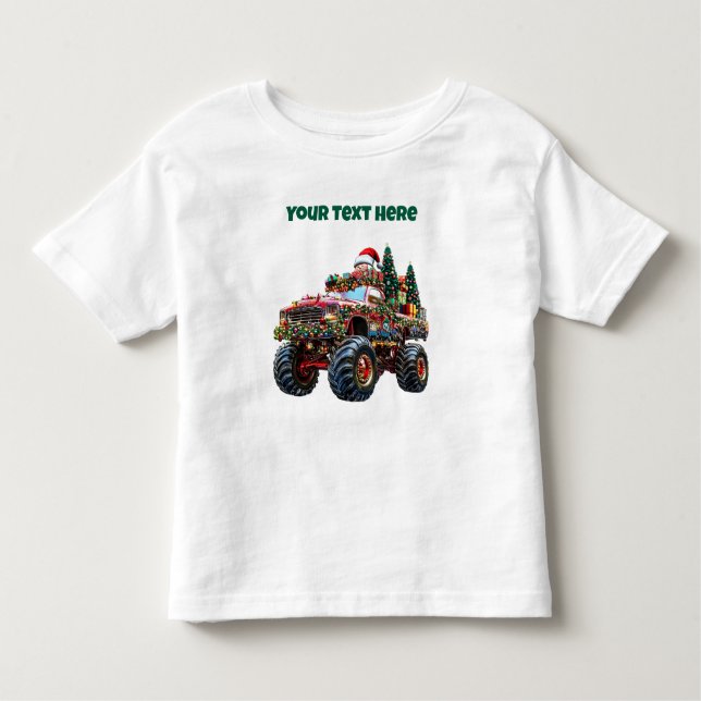 Monster Truck Christmas - bearbeitbares Kleinkind  Kleinkind T-shirt (Vorderseite)