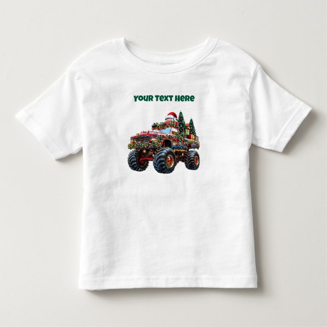 Monster Truck Christmas - bearbeitbares Kleinkind  T-shirt (Vorderseite)