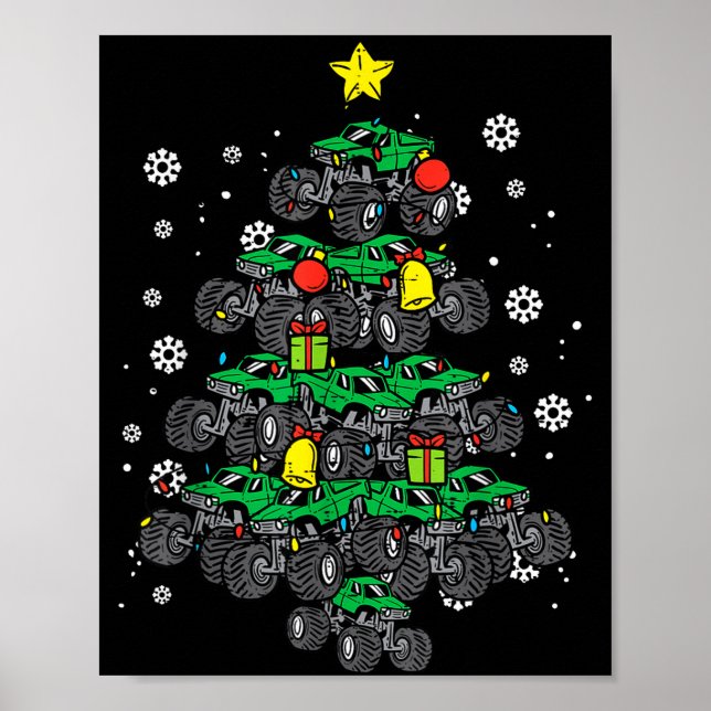 Monster Truck Christmas Tree Xmas Boys Toddler Kid Poster (Vorne)