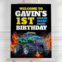 Monster Truck Cool Blue 1. Geburtstag Begrüßungsze