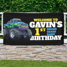 Monster Truck Cool Blue 1. Geburtstag Custom Vinyl