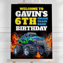 Monster Truck Cool Blue 6. Geburtstag Begrüßungsze