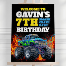 Monster Truck Cool Blue 7. Geburtstag Begrüßungsze