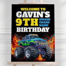 Monster Truck Cool Blue 9. Geburtstag Begrüßungsze