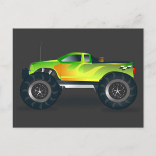 Monster Truck. Coole und farbenfrohe, modifizierte Postkarte