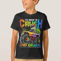 Monster Truck Crush 2nd Grad Dinosaur Boys Back t
