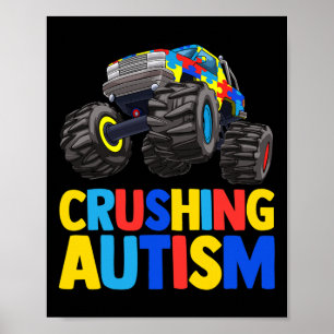 Monster Truck Crushing Austim Autismus Bewusstsein Poster