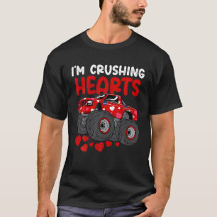 Monster Truck Crushing Crush Hearts Day Happy Vale T-Shirt