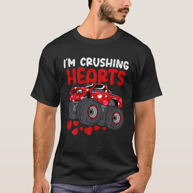Monster Truck Crushing Crush Hearts Day Happy Vale T-Shirt (Vorderseite)