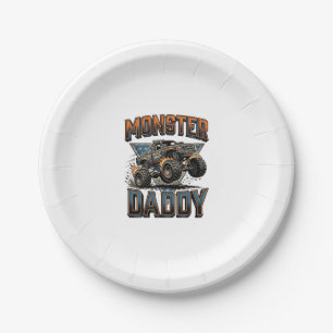 Monster Truck Daddy Vintage Gravur T-Shirt Design Pappteller