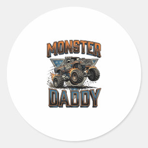 Monster Truck Daddy Vintage Gravur T-Shirt Design Runder Aufkleber