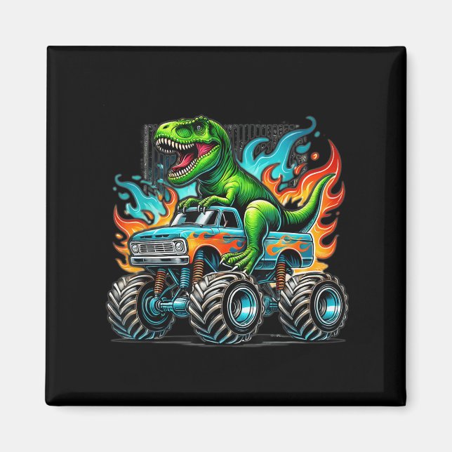 Monster Truck Dinosaur Birthday Party Monster Truc Magnet (Vorne)