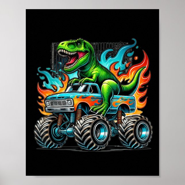 Monster Truck Dinosaur Birthday Party Monster Truc Poster (Vorne)