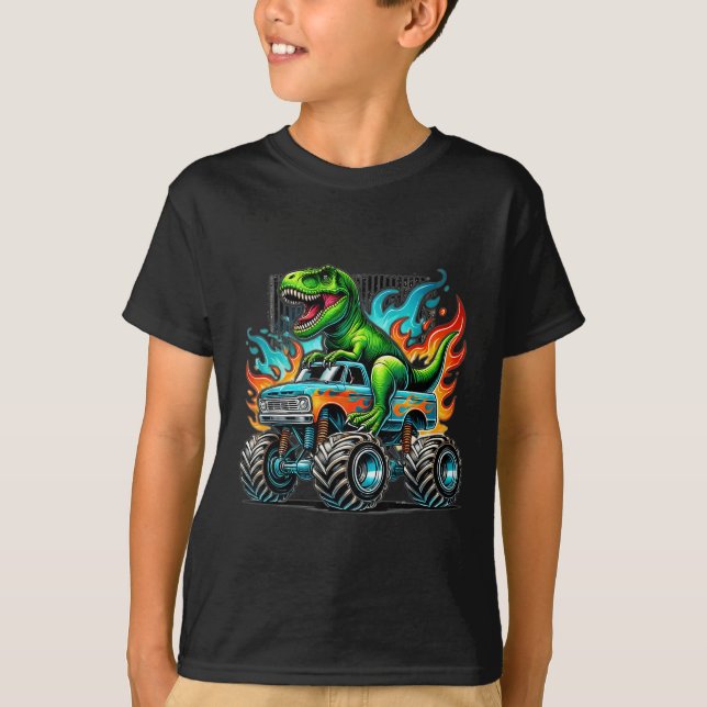 Monster Truck Dinosaur Birthday Party Monster Truc T-Shirt (Vorderseite)