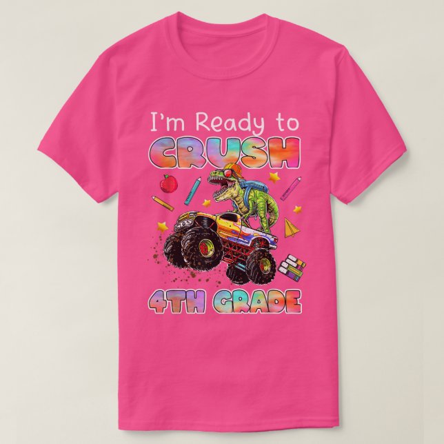 Monster Truck Dinosaur Ich bin bereit, 4 Grad zu z T-Shirt (Design vorne)
