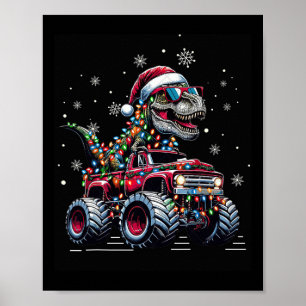 Monster Truck Dinosaur Trex Weihnachten Jungen Kin Poster