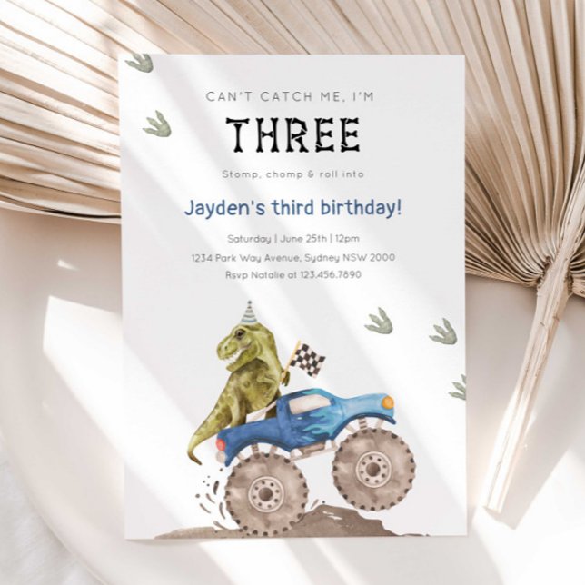 Monster Truck & Dinosaurier 3. Geburtstag Party Einladung (Von Creator hochgeladen)